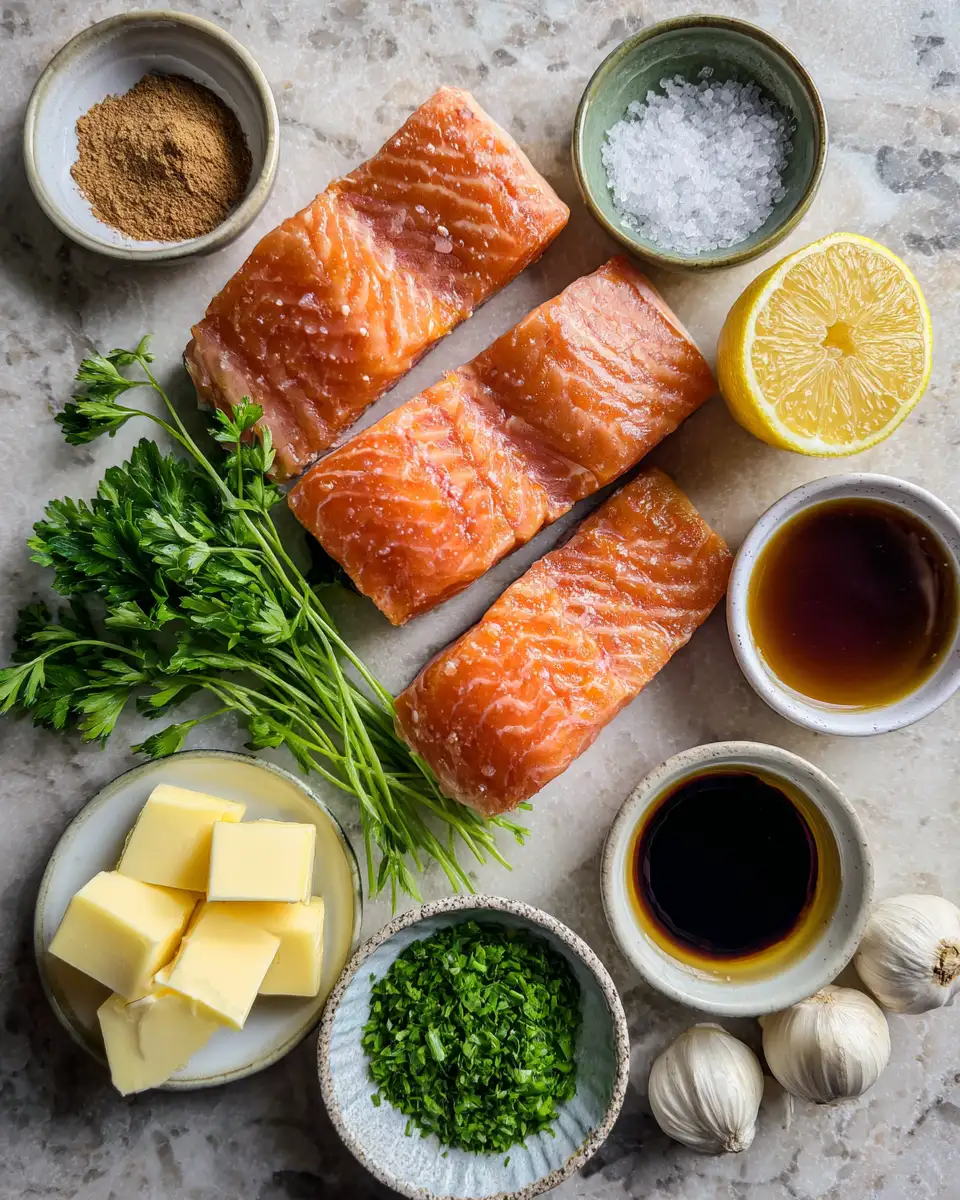 Ingredients for Irresistible Brown Sugar Glazed Salmon with Garlic Butter Magic