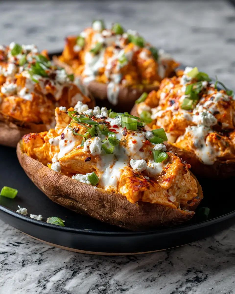 Spice Up Your Dinner with Buffalo Chicken Stuffed Sweet Potatoes - Featured Image