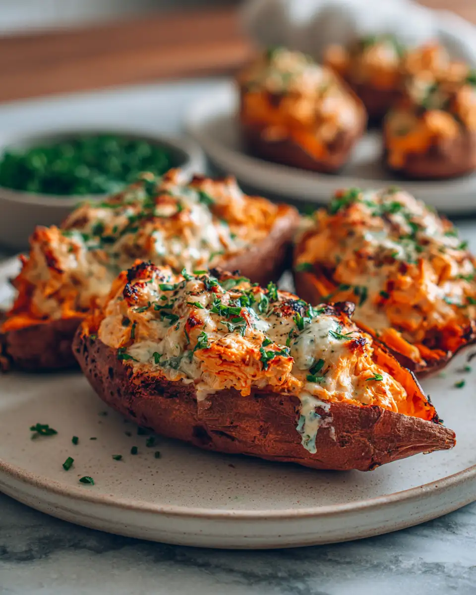 Spice Up Your Dinner with Buffalo Chicken Stuffed Sweet Potatoes - Featured Image