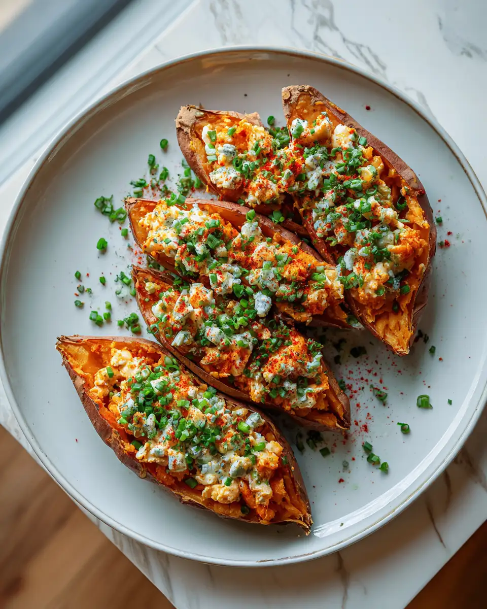 Final dish - Spice Up Your Dinner with Buffalo Chicken Stuffed Sweet Potatoes