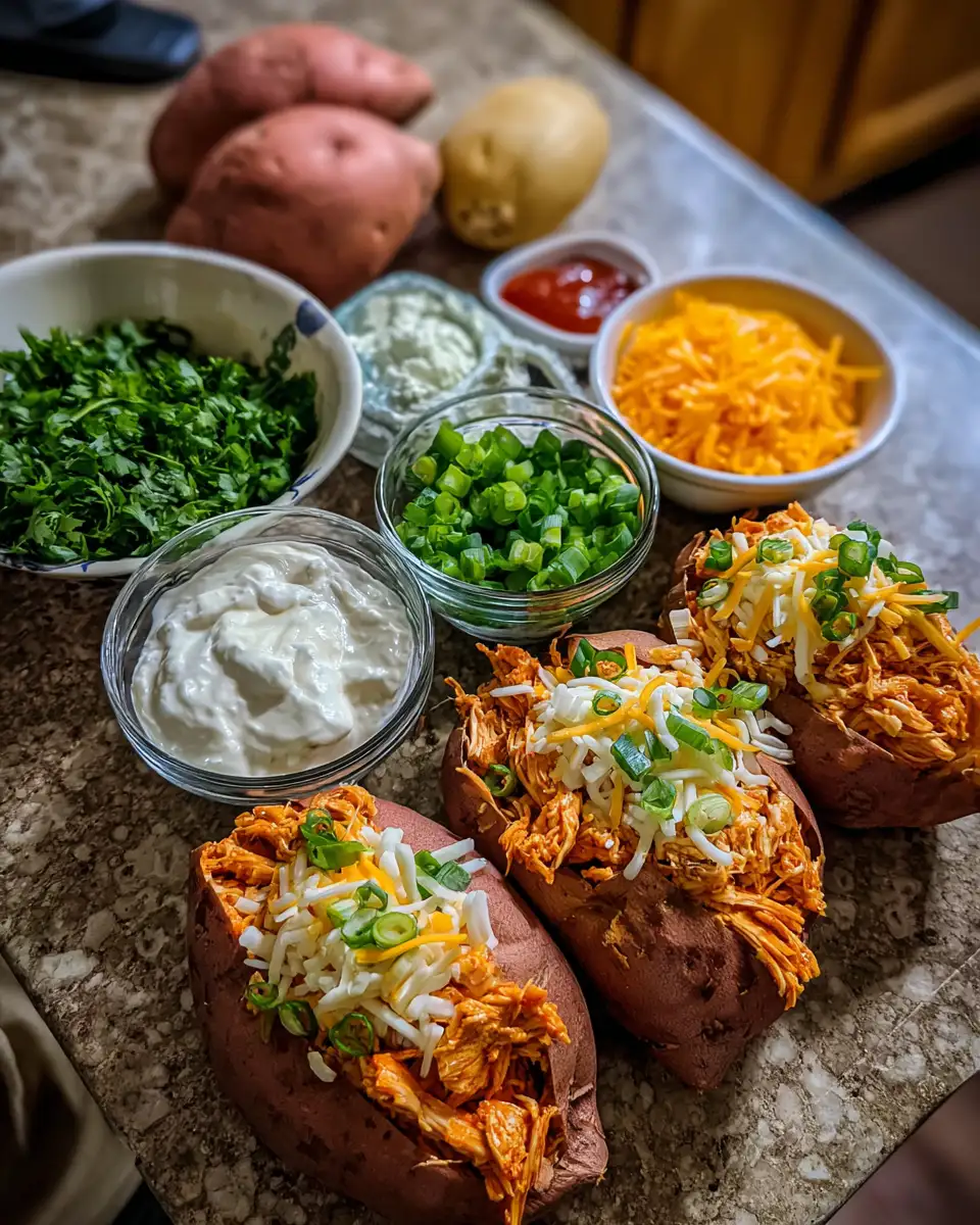 Ingredients for Spice Up Your Dinner with Buffalo Chicken Stuffed Sweet Potatoes