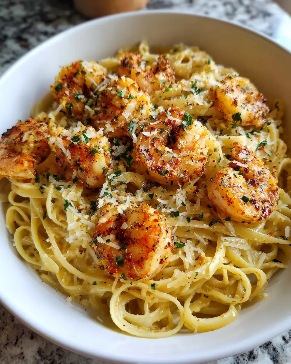 Final dish - Savor the Flavor: Cajun Shrimp Alfredo Pasta Delight