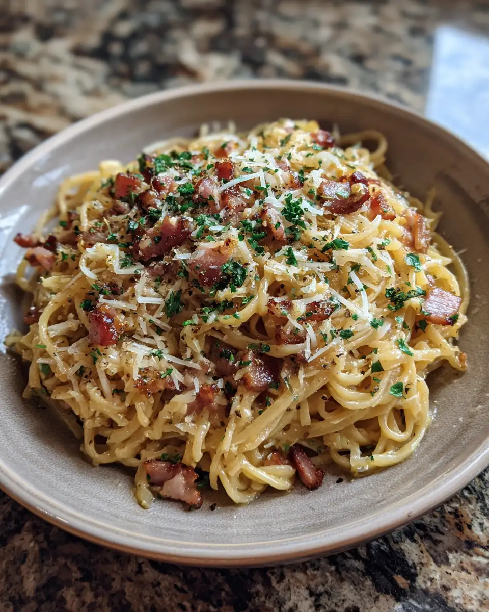 Final dish - Indulge in the Ultimate Comfort: Caramelized Onion Pasta with Bacon Bliss