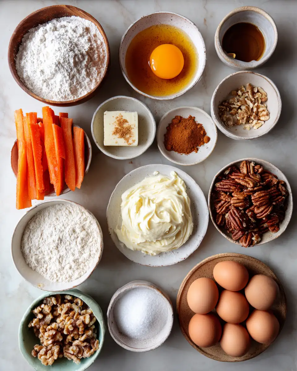 Ingredients for Indulge in the Ultimate Carrot Cake with Luscious Cream Cheese Frosting