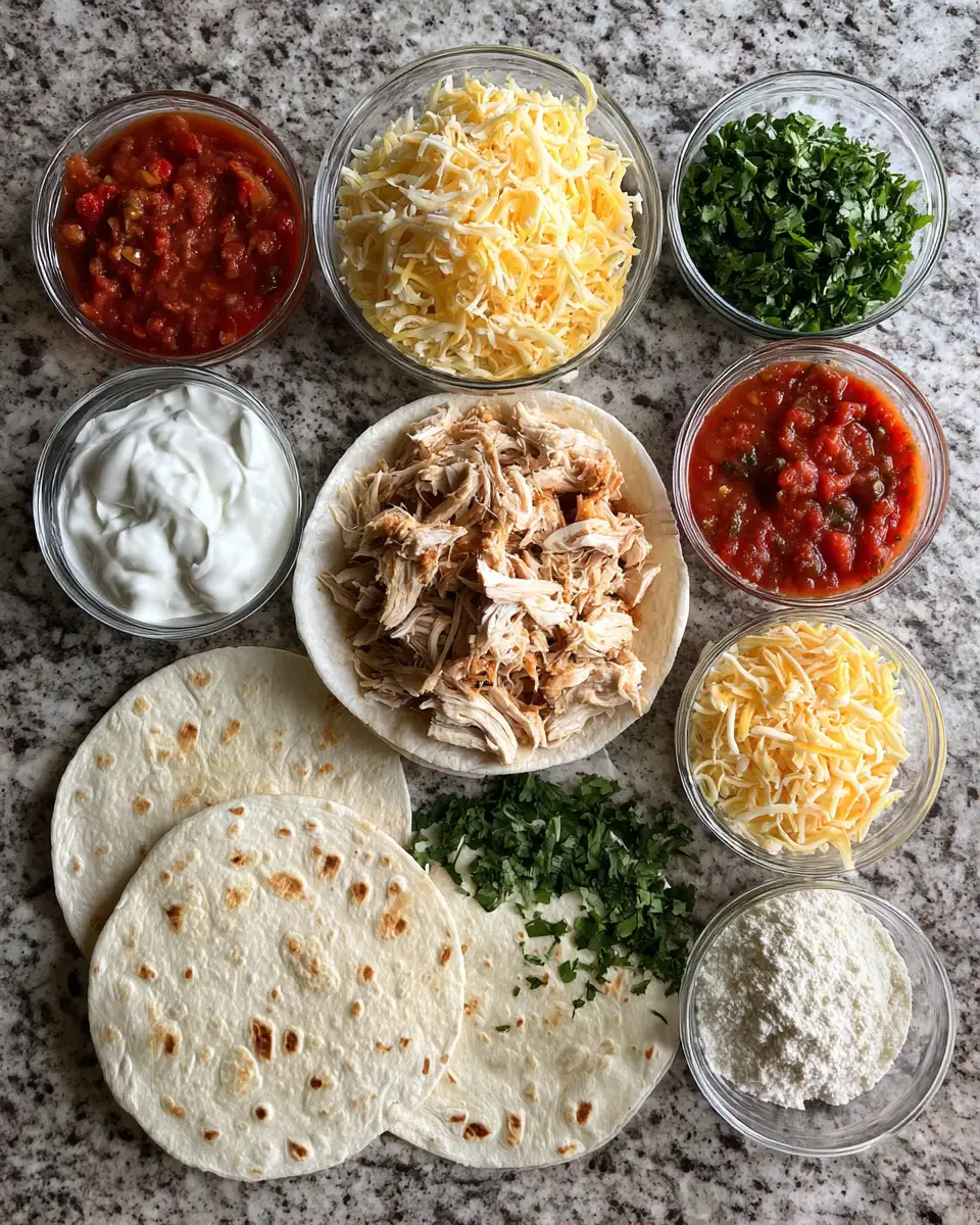 Ingredients for Ultimate Cheesy Chicken Quesadilla Bake: A Flavor Explosion