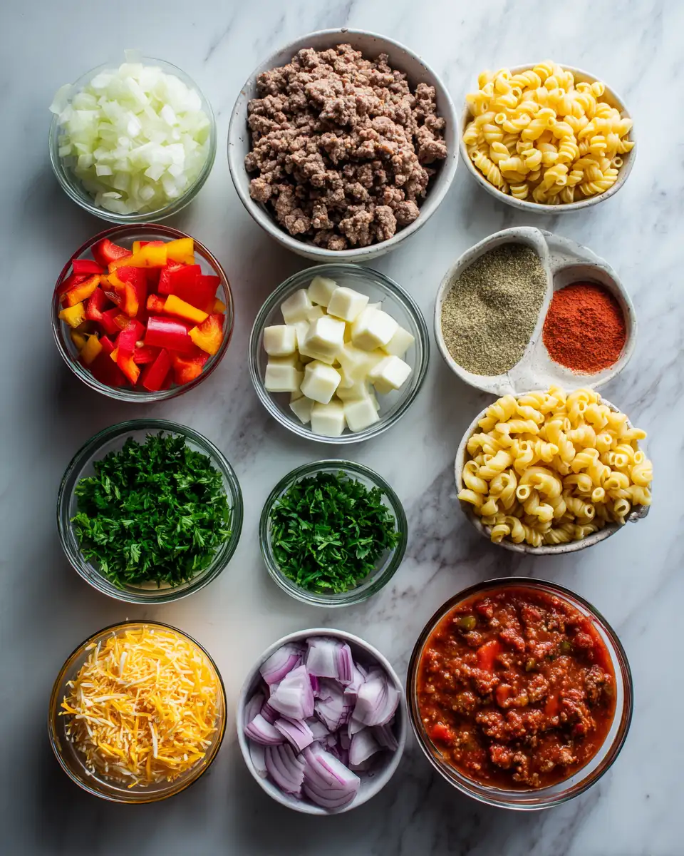 Ingredients for Ultimate Comfort: Cheesy Ground Beef Casserole Delight