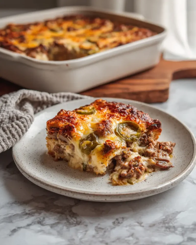 Indulge Guilt-Free with This Cheesy Low Carb Philly Cheesesteak Casserole - Featured Image