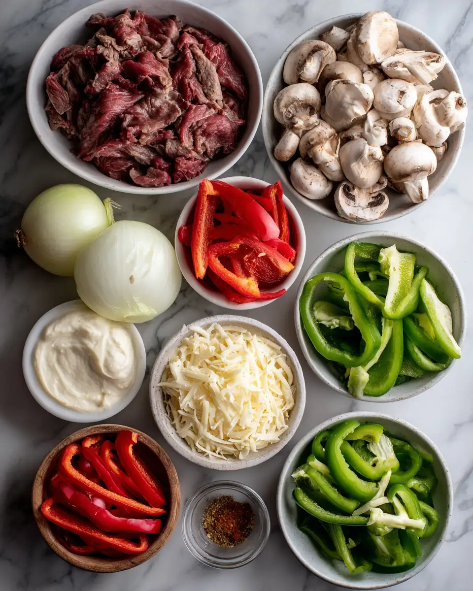 Ingredients for Indulge Guilt-Free with This Cheesy Low Carb Philly Cheesesteak Casserole