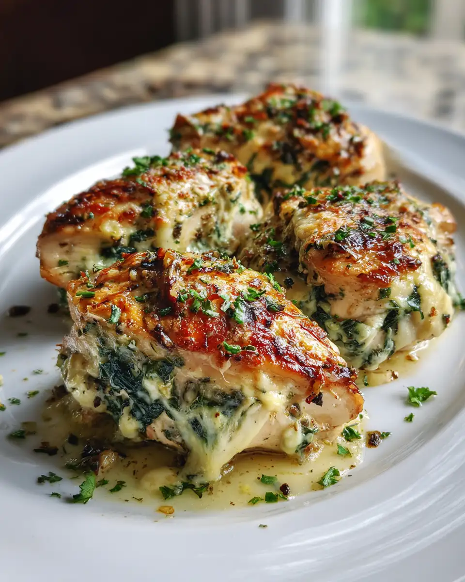 Final dish - Irresistible Cheesy Spinach and Artichoke Stuffed Chicken Delight