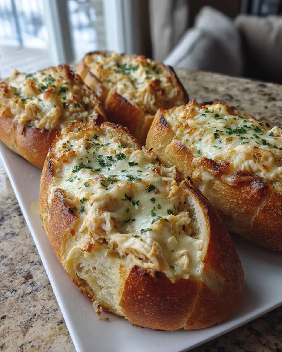 Final dish - Indulge in Irresistible Comfort: Chicken Alfredo Garlic Bread Bowls
