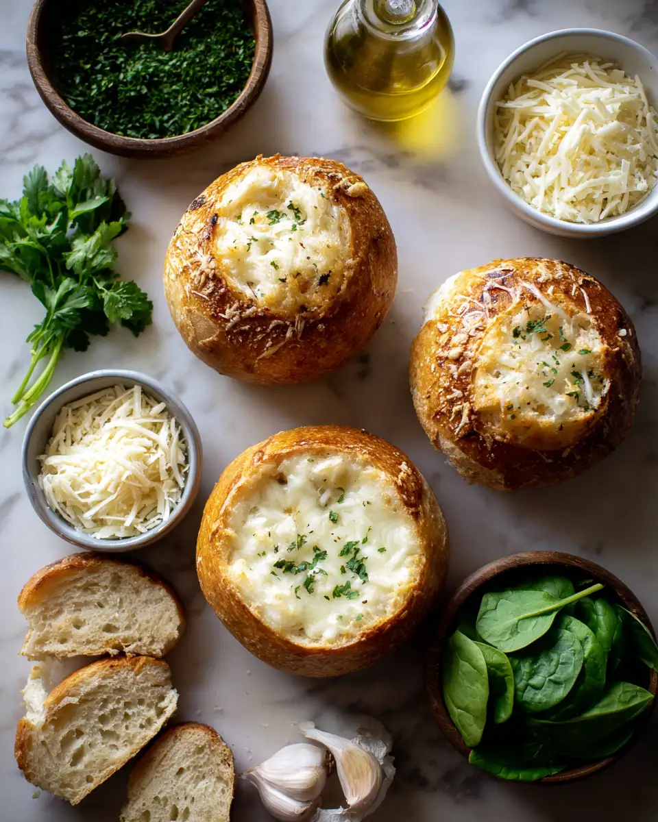 Ingredients for Indulge in Irresistible Comfort: Chicken Alfredo Garlic Bread Bowls