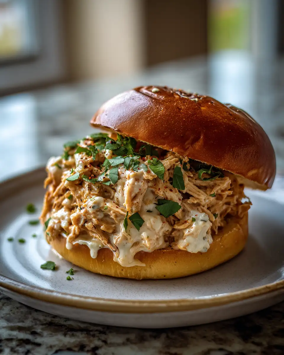Final dish - Creamy Chicken Alfredo Sloppy Joes: A Comfort Food Fusion