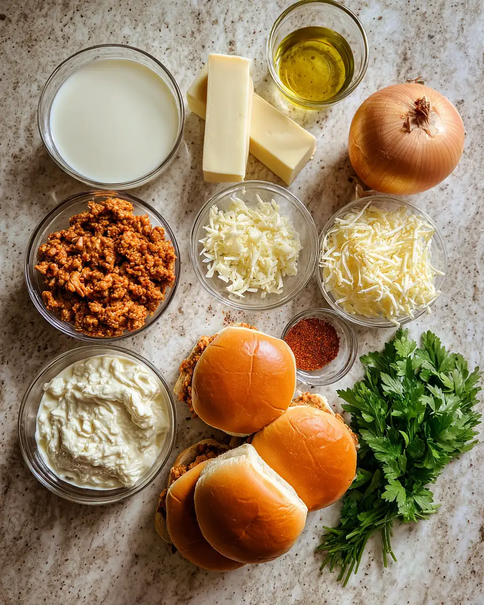 Ingredients for Creamy Chicken Alfredo Sloppy Joes: A Comfort Food Fusion