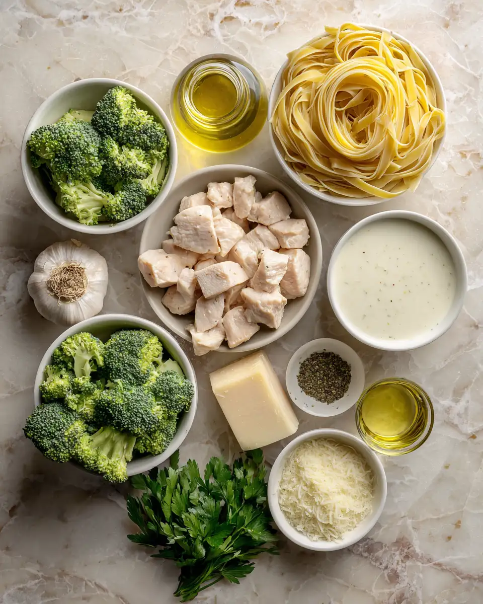 Ingredients for Creamy Dreamy Delights: Chicken Broccoli Alfredo Bliss