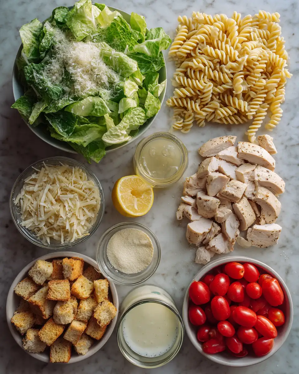Savor the Flavor: Ultimate Chicken Caesar Pasta Salad Delight 4 Ingredients for Savor the Flavor: Ultimate Chicken Caesar Pasta Salad Delight