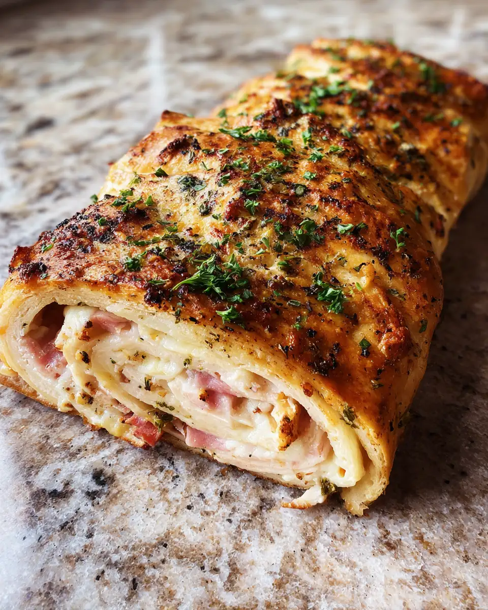 Final dish - Chicken Cordon Bleu Stromboli: A Gourmet Twist on a Classic Favorite