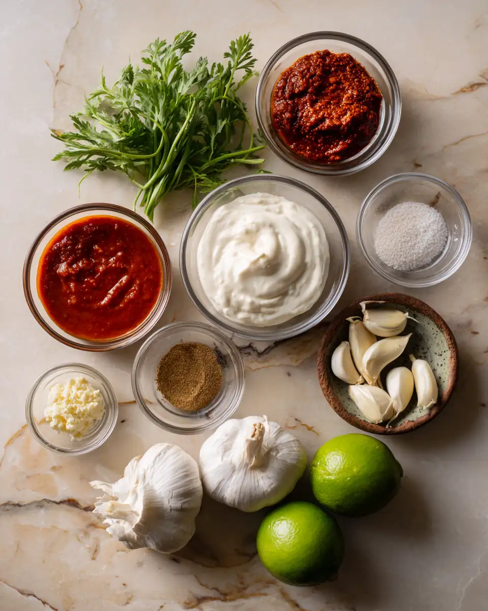 Ingredients for Zesty Chipotle Garlic Sauce with Sour Cream: Elevate Your Dishes with a Flavorful Kick