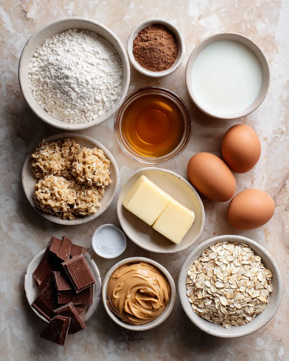 Ingredients for Irresistible Indulgence: Chocolate Peanut Butter No-Bake Cookies Delight