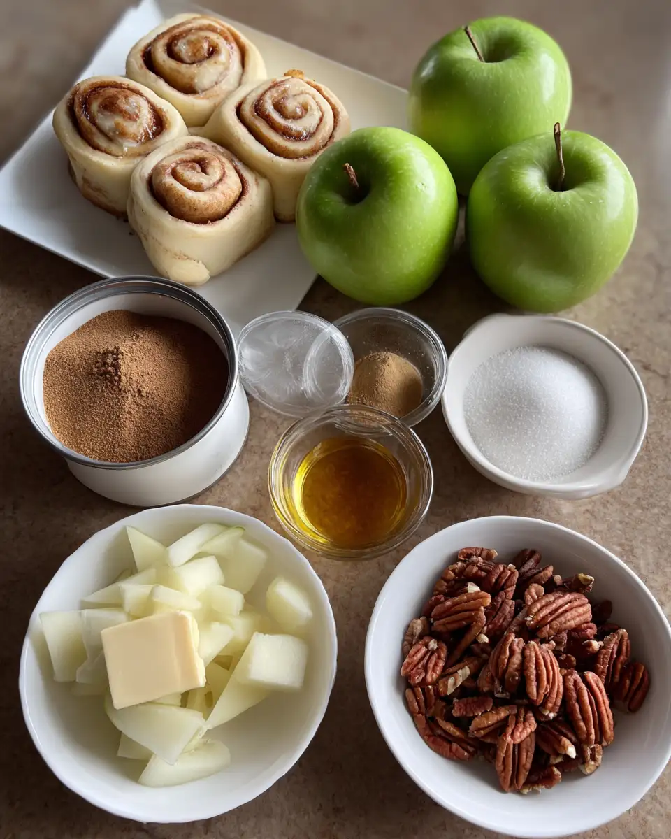 Ingredients for Cozy Up with a Delicious Cinnamon Roll Apple Bake