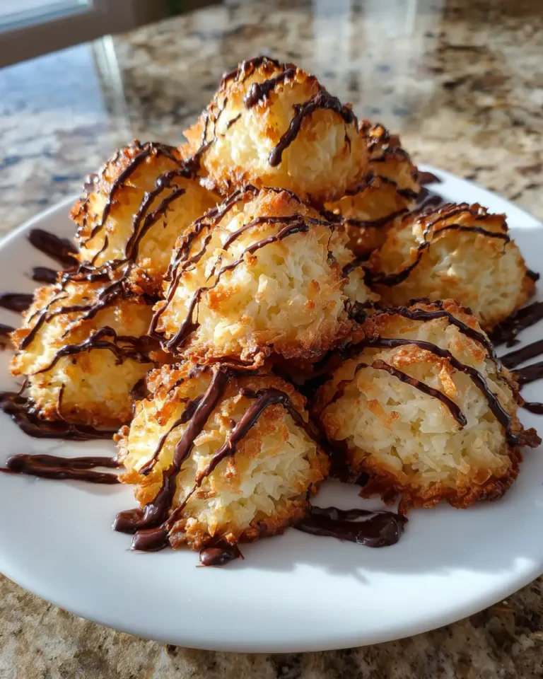 Decadent Coconut Macaroons Drizzled with Dark Chocolate Bliss - Featured Image
