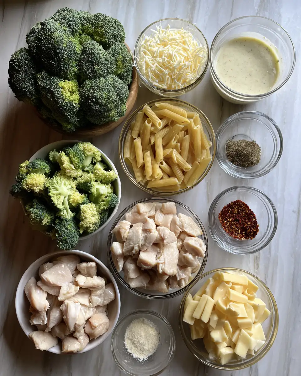 Ingredients for Decadent Delights: Indulge in Creamy Broccoli Chicken Pasta