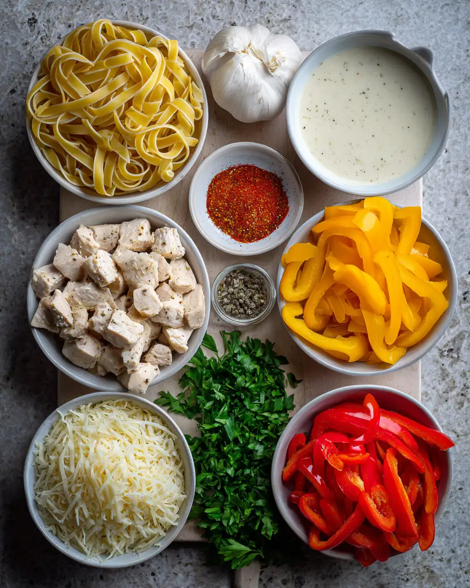 Ingredients for Indulge in the Irresistible Flavors of Creamy Cajun Chicken Pasta