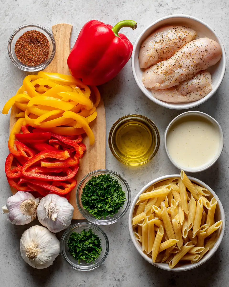 Ingredients for Spice Up Your Dinner with Creamy Cajun Chicken Pasta Delight