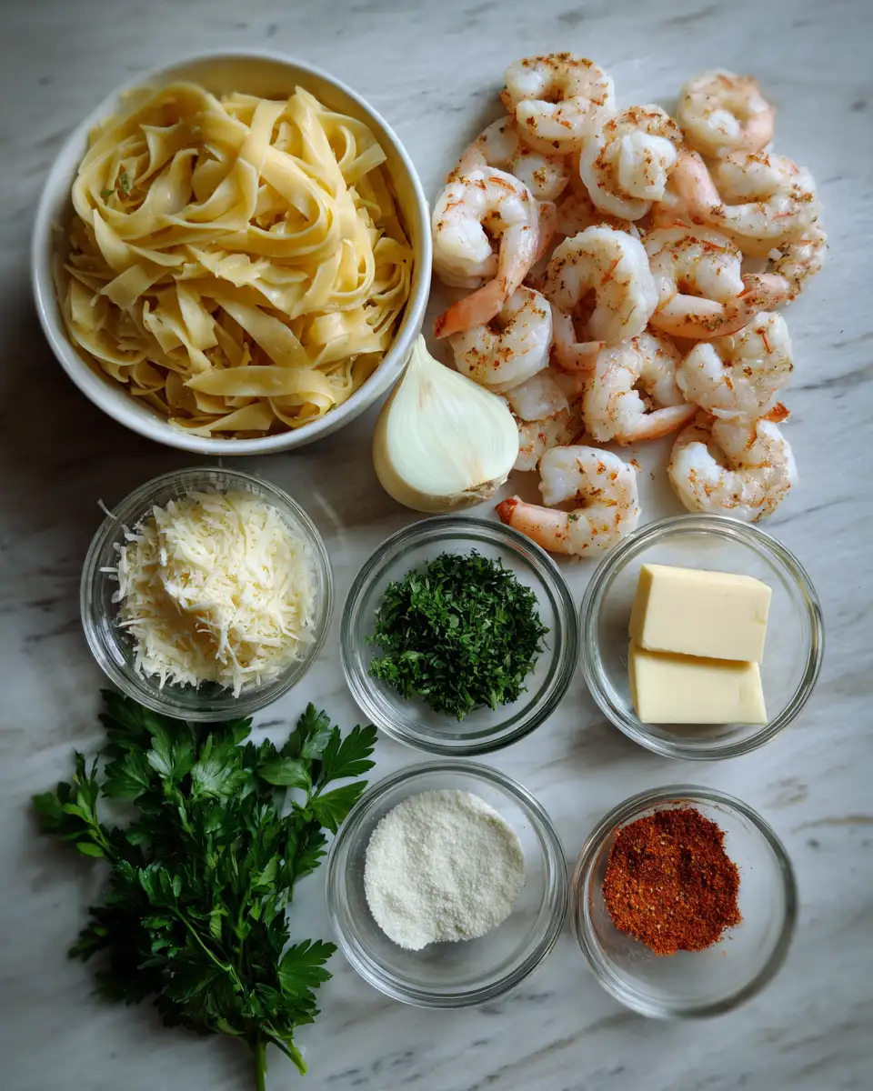 Ingredients for Savor the Spice: Creamy Cajun Shrimp Alfredo Pasta Delight