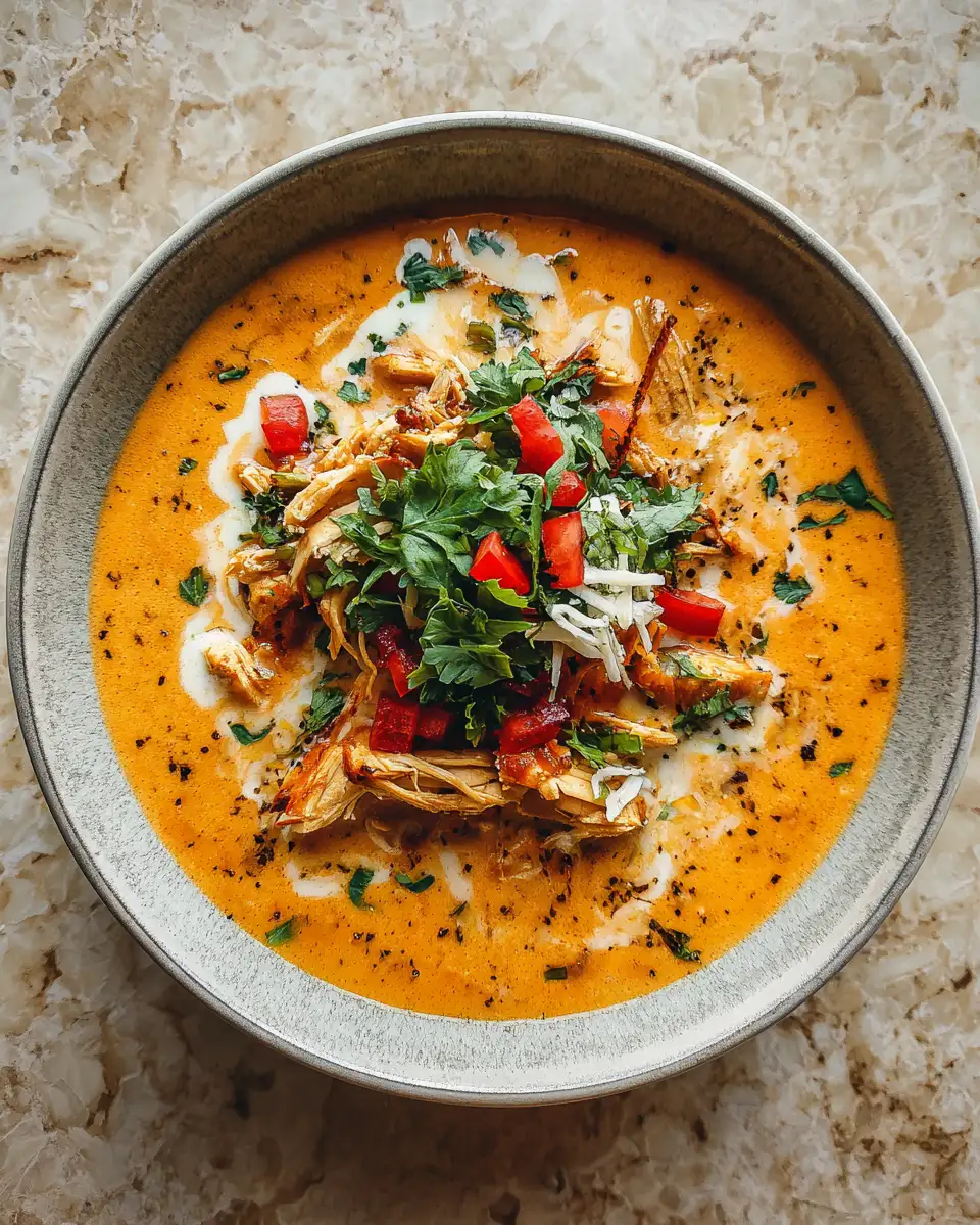 Final dish - Savor the Comfort of Creamy Chicken Enchilada Soup