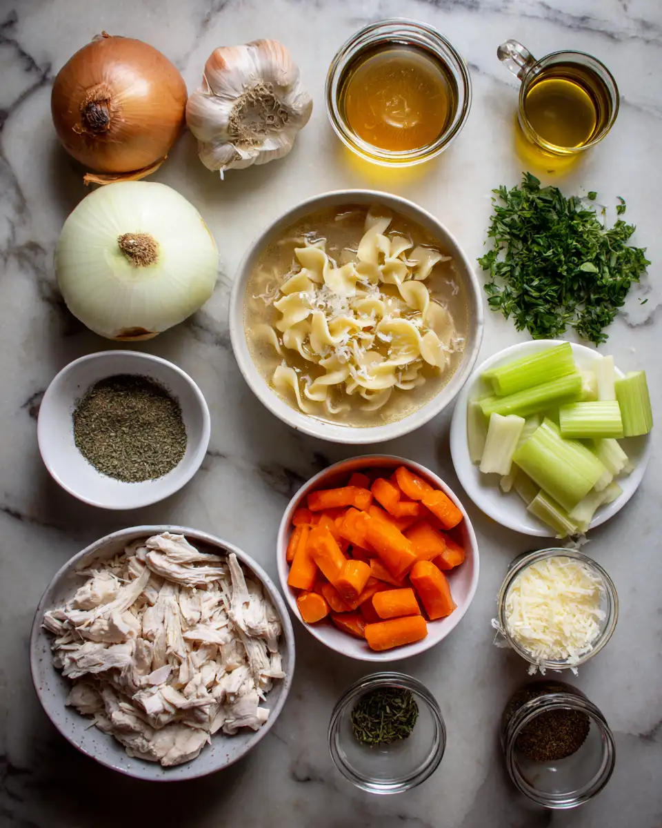 Ingredients for Cozy Up with the Ultimate Creamy Chicken Noodle Soup