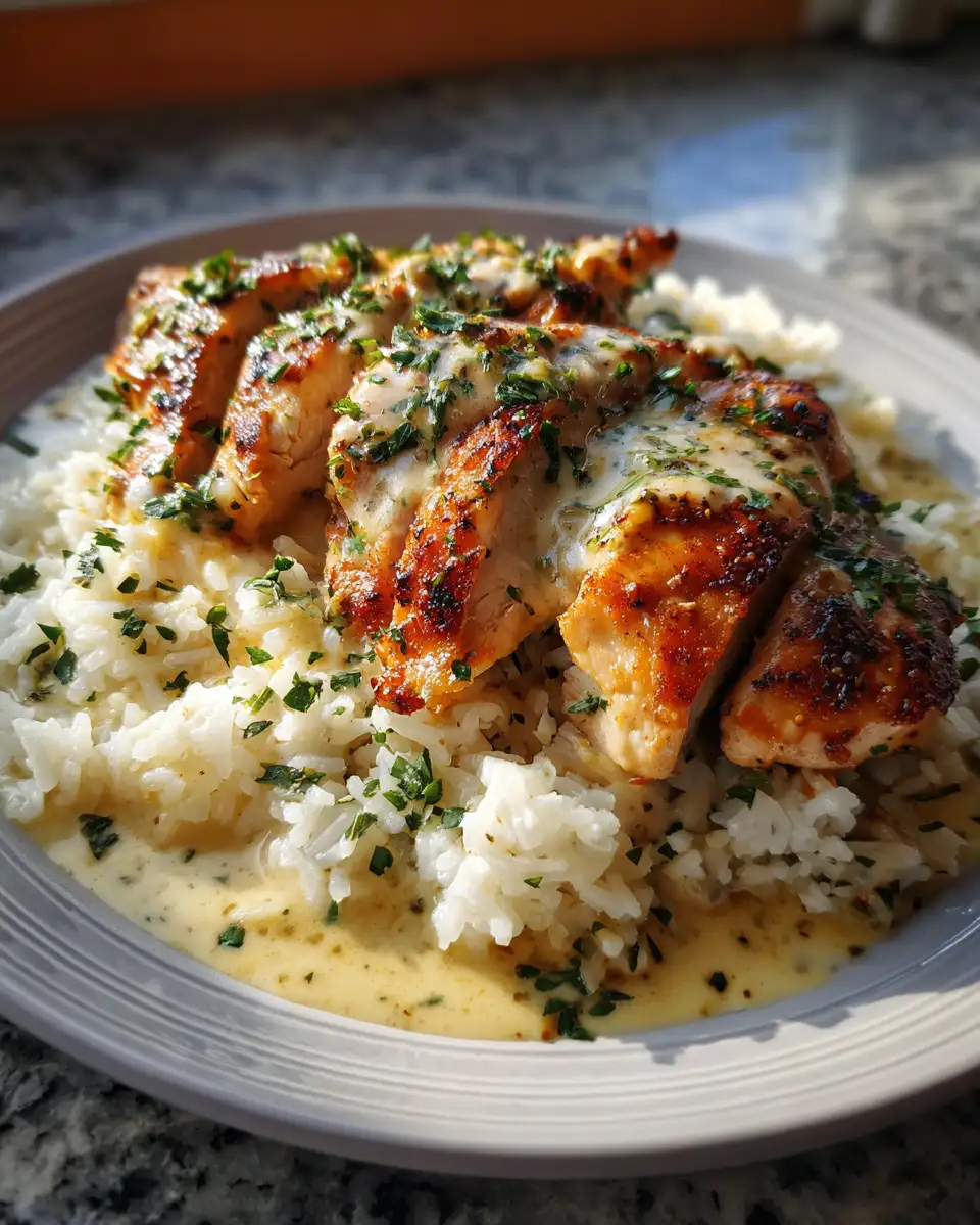 Final dish - Indulge in Decadence: Creamy Garlic Butter Chicken with Parmesan Rice
