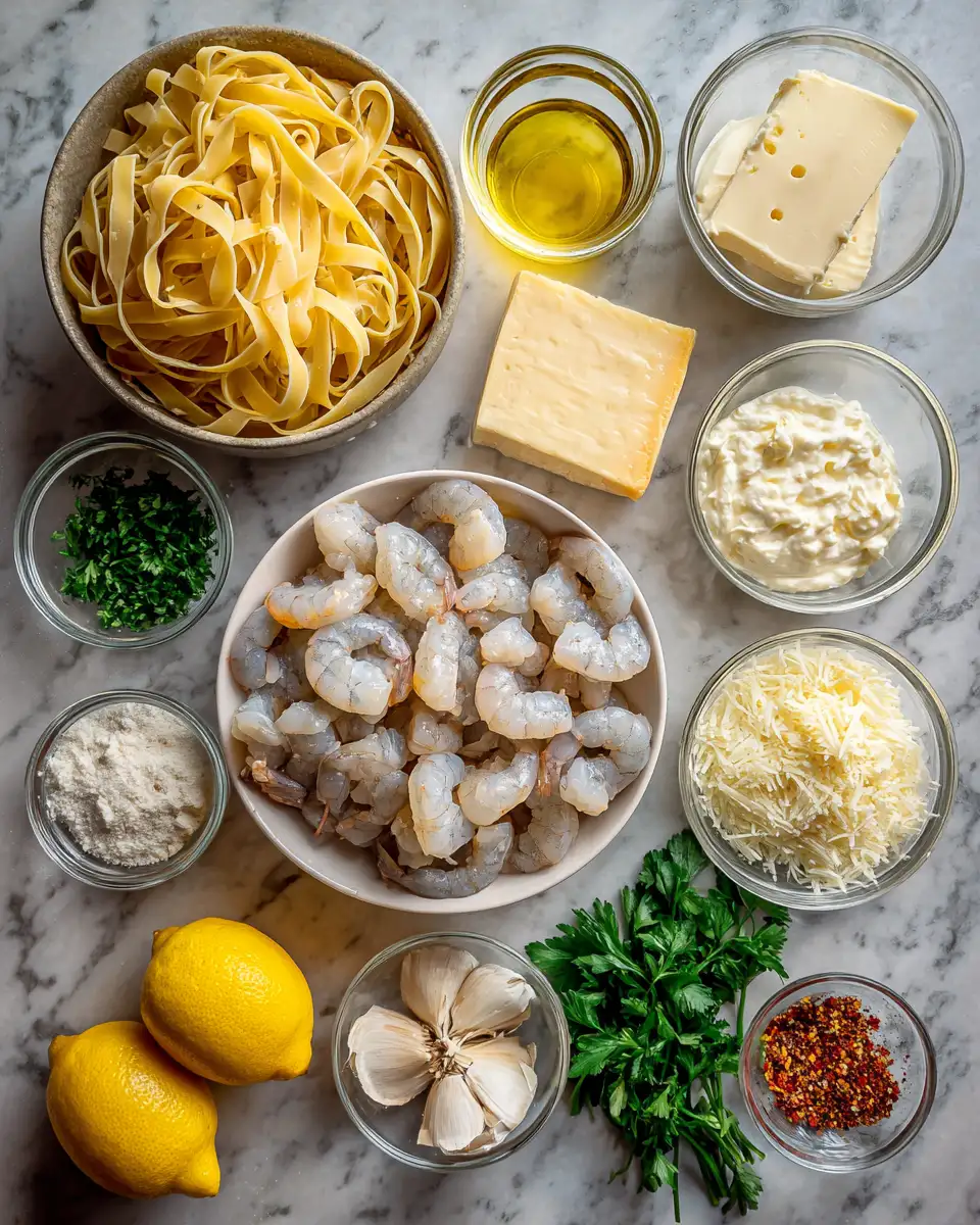 Indulge in Decadence with Creamy Garlic Butter Shrimp Pasta 4 Ingredients for Indulge in Decadence with Creamy Garlic Butter Shrimp Pasta