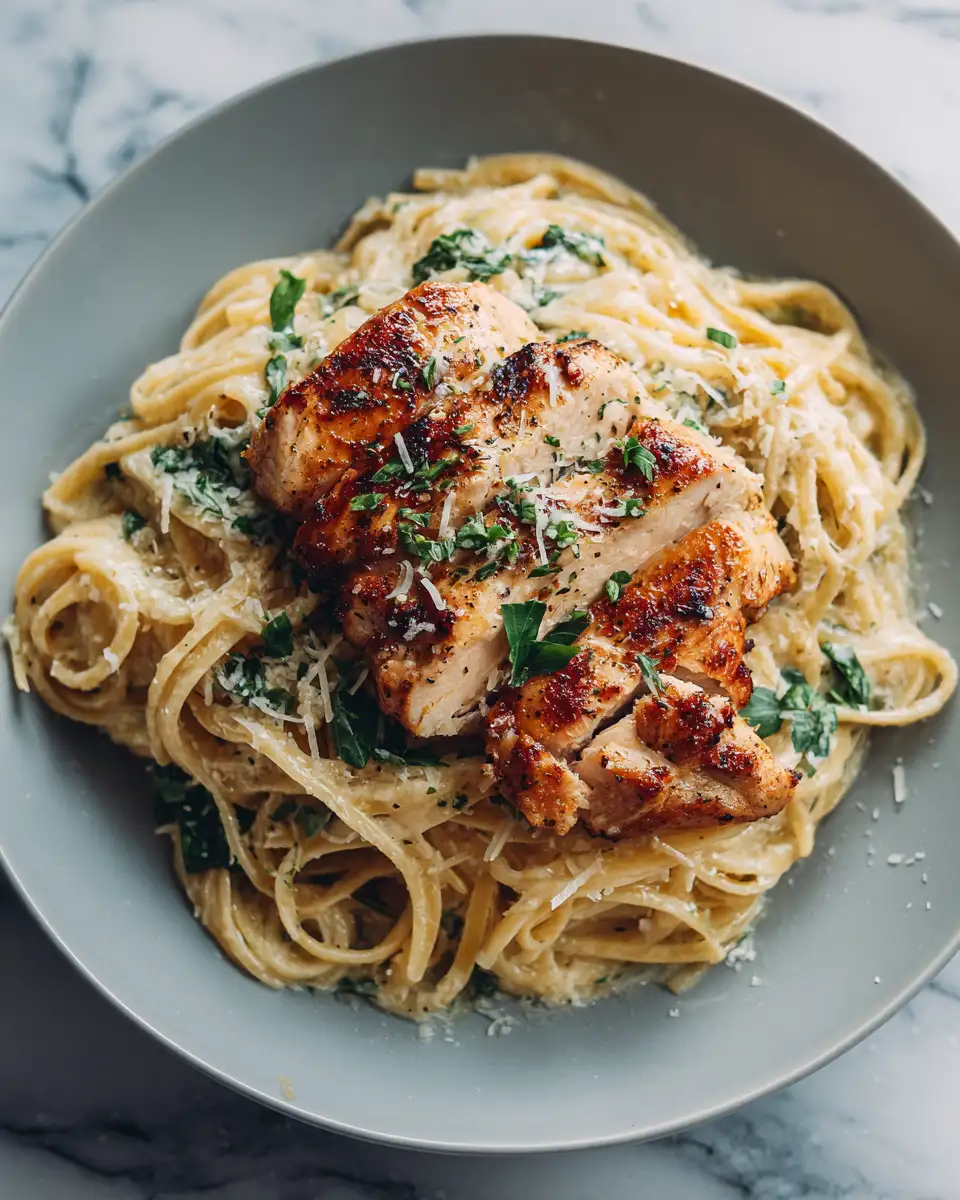 Final dish - Indulge in the Irresistible Creamy Garlic Parmesan Chicken Pasta Adventure