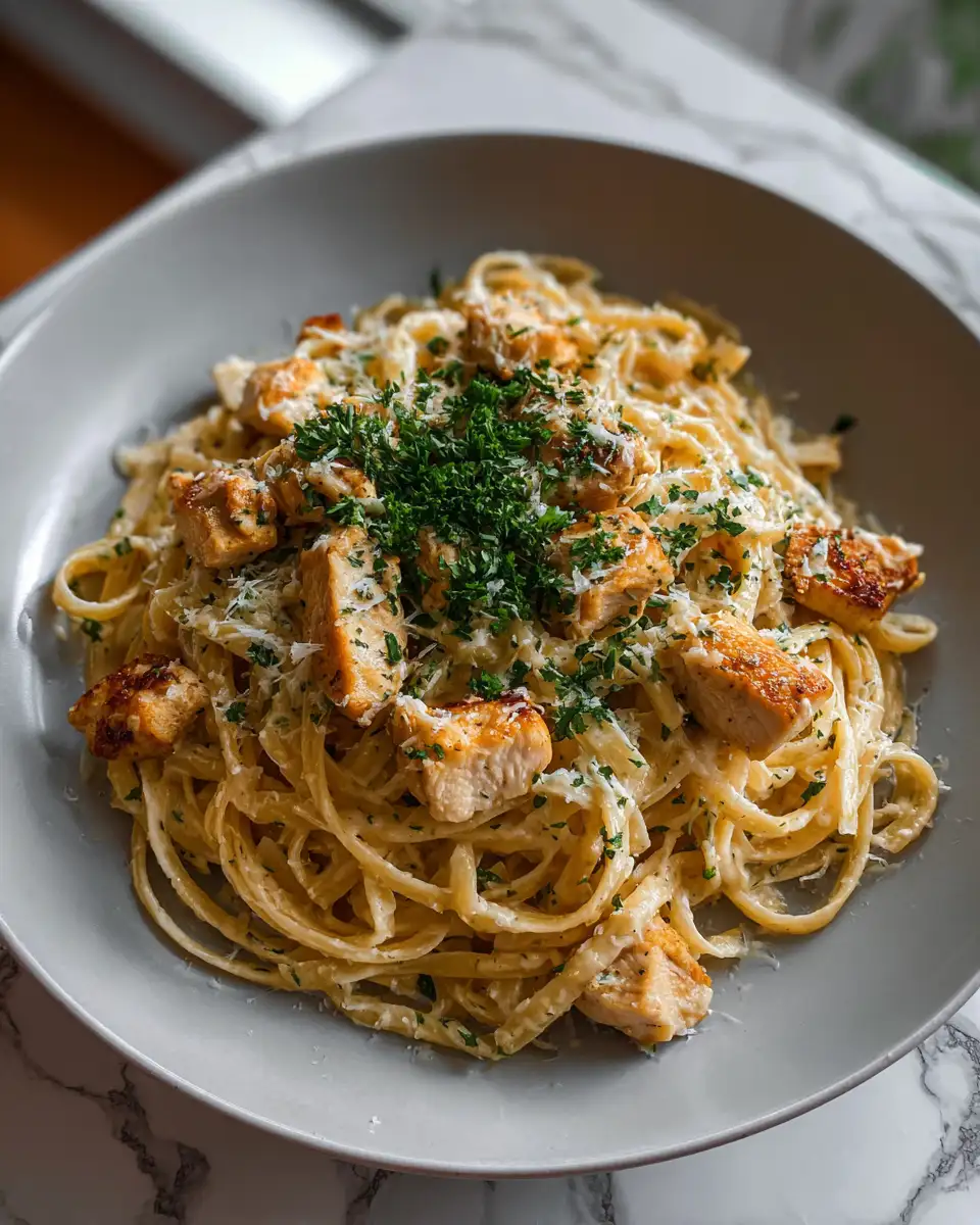 Final dish - Indulge in Irresistible Flavors with Creamy Garlic Parmesan Chicken Pasta