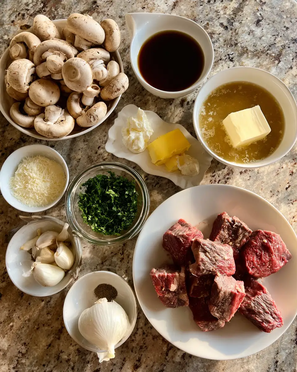 Savor the Flavor: Indulgent Creamy Mushroom Steak Bites 3 Ingredients for Savor the Flavor: Indulgent Creamy Mushroom Steak Bites