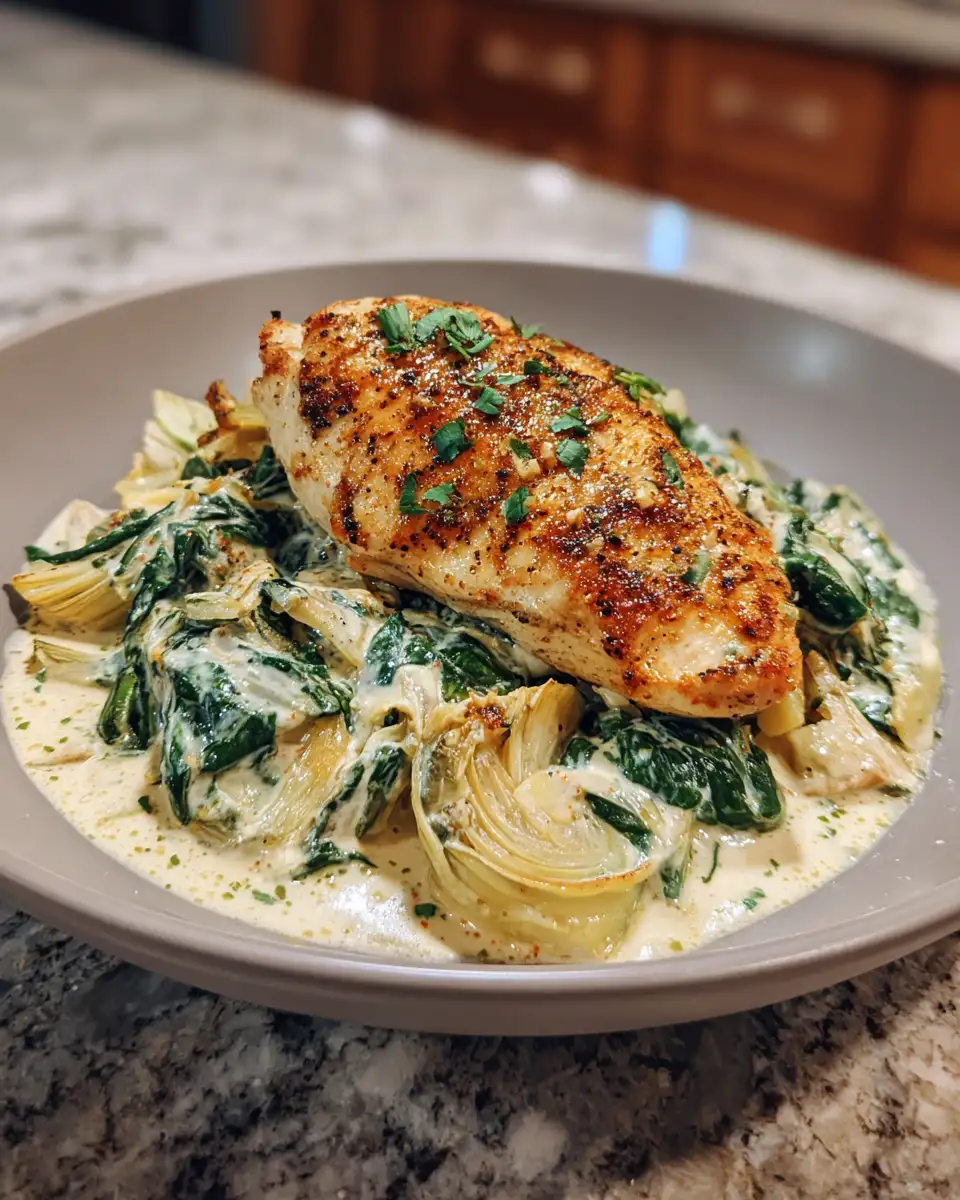 Final dish - Irresistibly Delicious: Discover the Magic of Creamy Spinach and Artichoke Chicken
