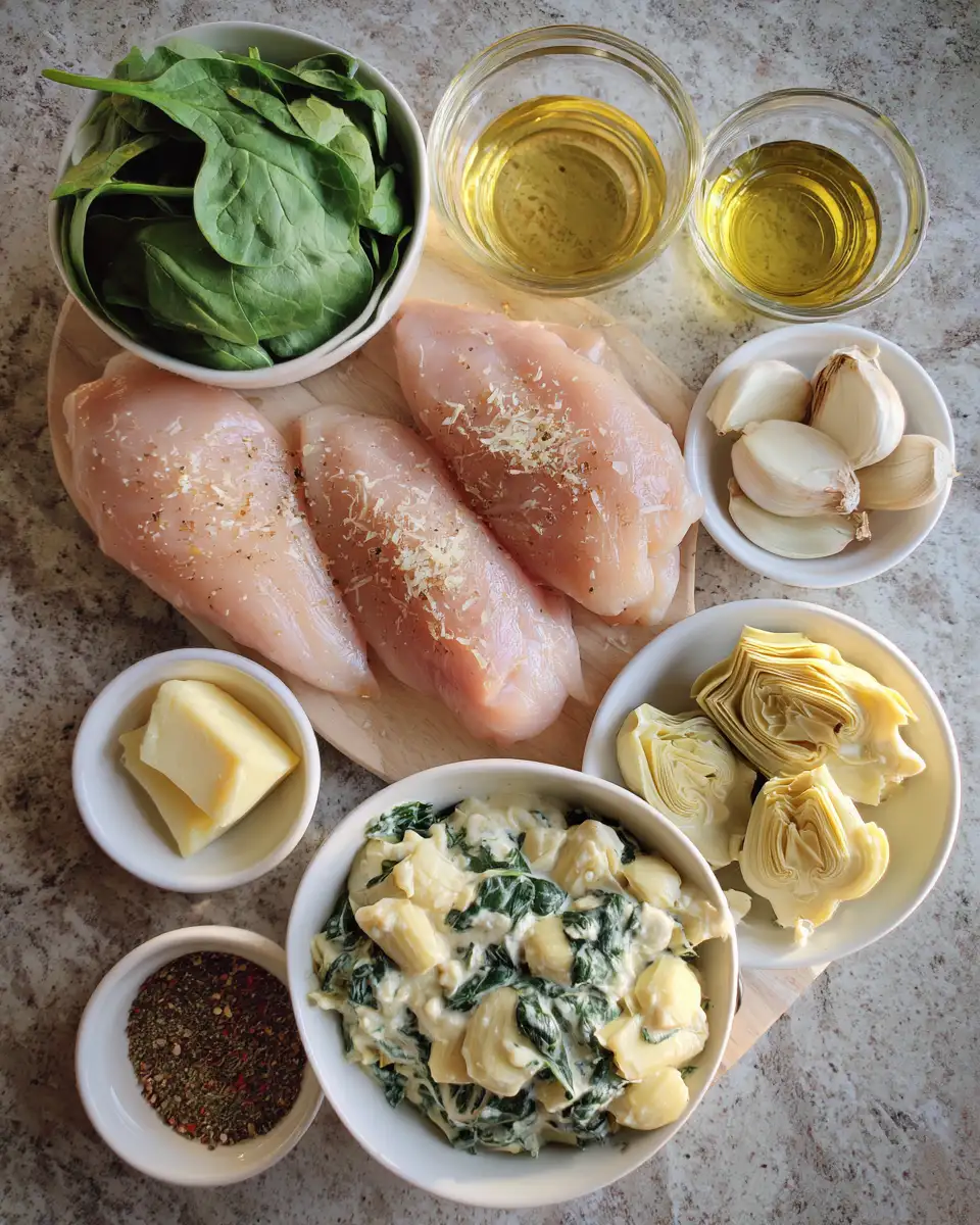 Ingredients for Irresistibly Delicious: Discover the Magic of Creamy Spinach and Artichoke Chicken