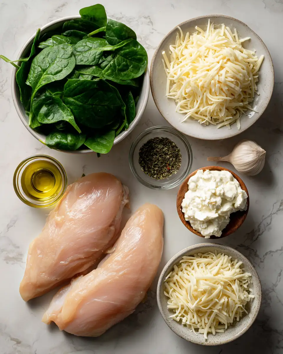 Ingredients for Irresistibly Creamy Spinach Stuffed Chicken Delight