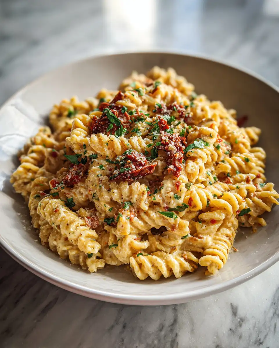 Final dish - Indulge in the Irresistible Creamy Sun-Dried Tomato Pasta Delight