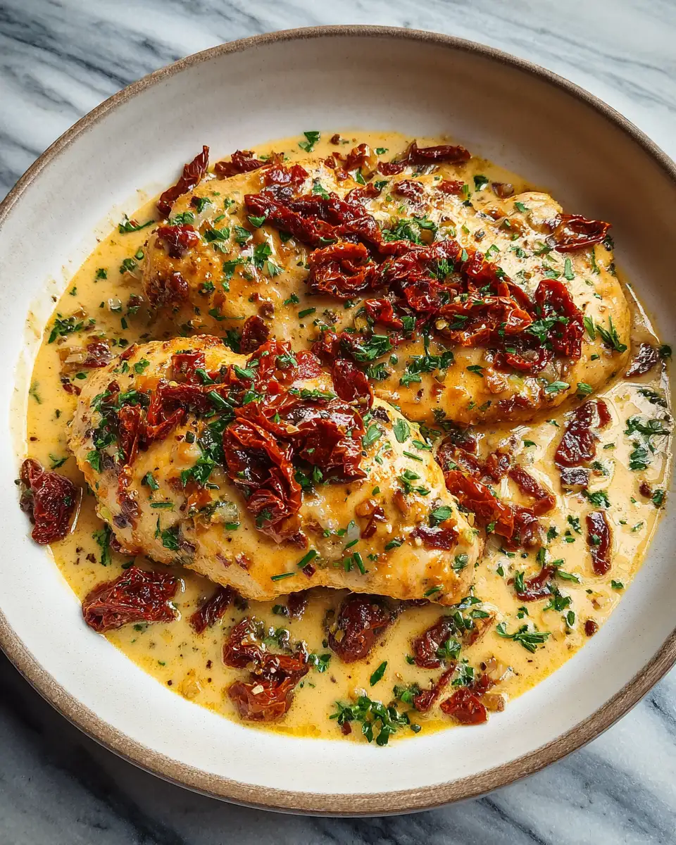 Final dish - Indulge in the Irresistible Flavors of Creamy Tuscan Chicken with Sun-Dried Tomatoes