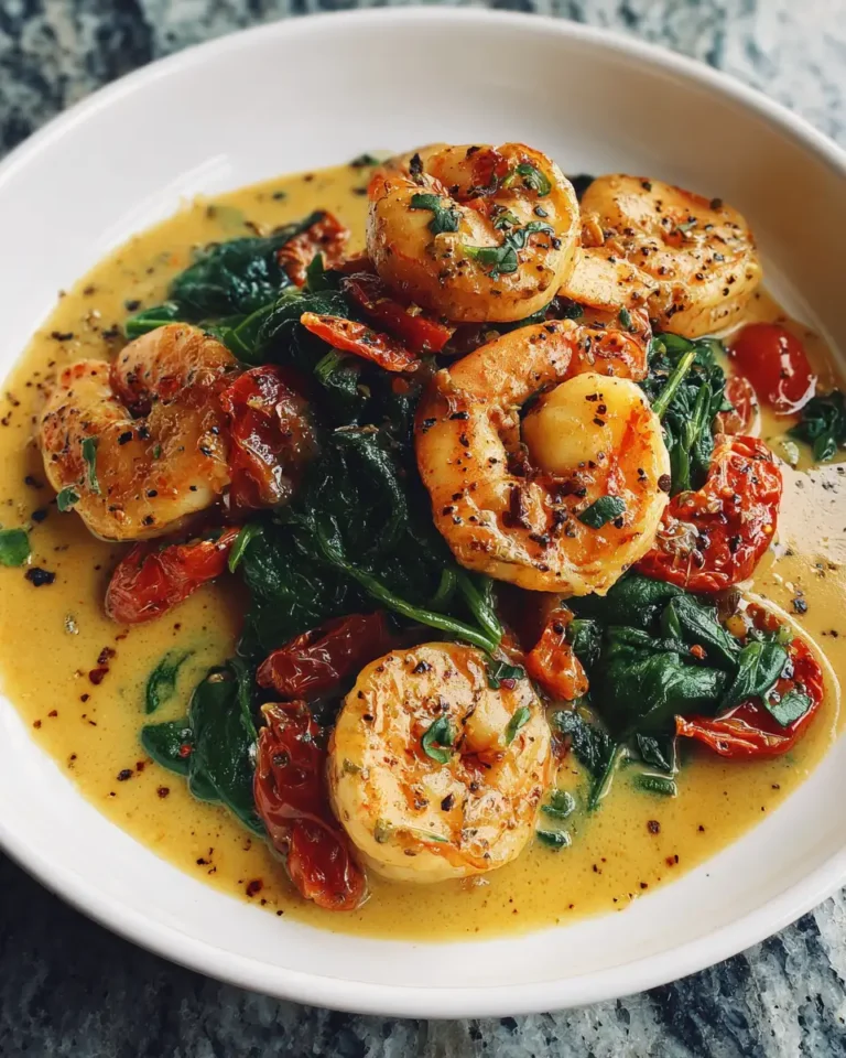 Indulge in Dreamy Creamy Tuscan Shrimp with Spinach and Tomatoes - Featured Image