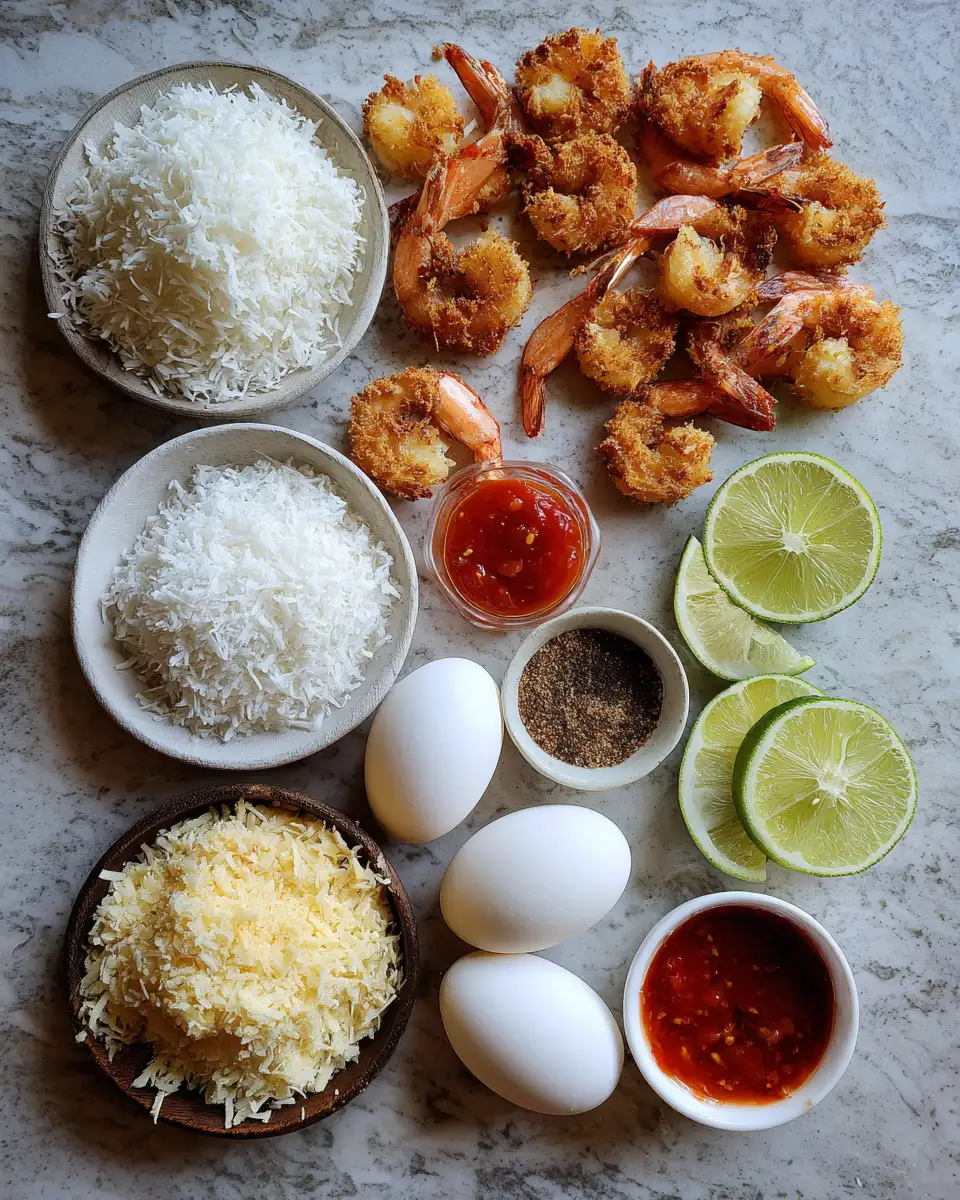 Irresistibly Crispy Coconut Shrimp with Sweet Chili Sauce Delight 4 Ingredients for Irresistibly Crispy Coconut Shrimp with Sweet Chili Sauce Delight