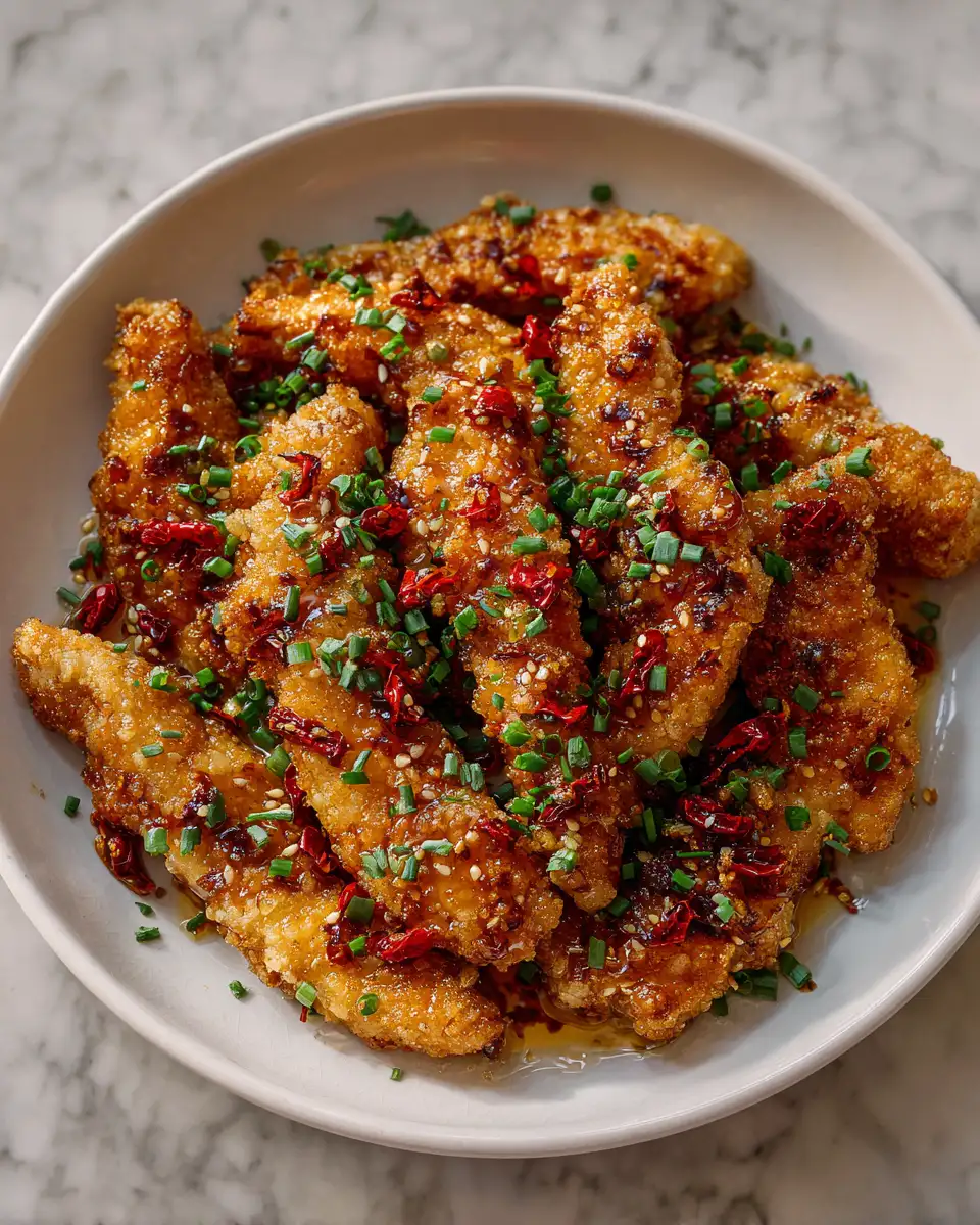 Final dish - Sizzling Hot Honey Chicken Tenders: A Crispy Delight