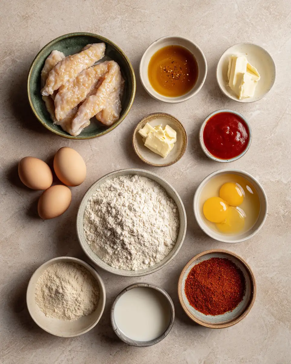 Ingredients for Sizzling Hot Honey Chicken Tenders: A Crispy Delight