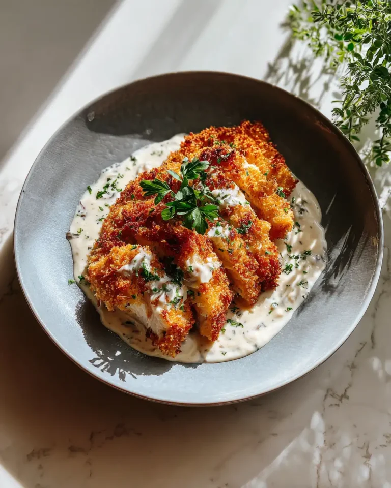 Savor Every Bite of Crispy Parmesan Crusted Chicken with Creamy Garlic Sauce - Featured Image