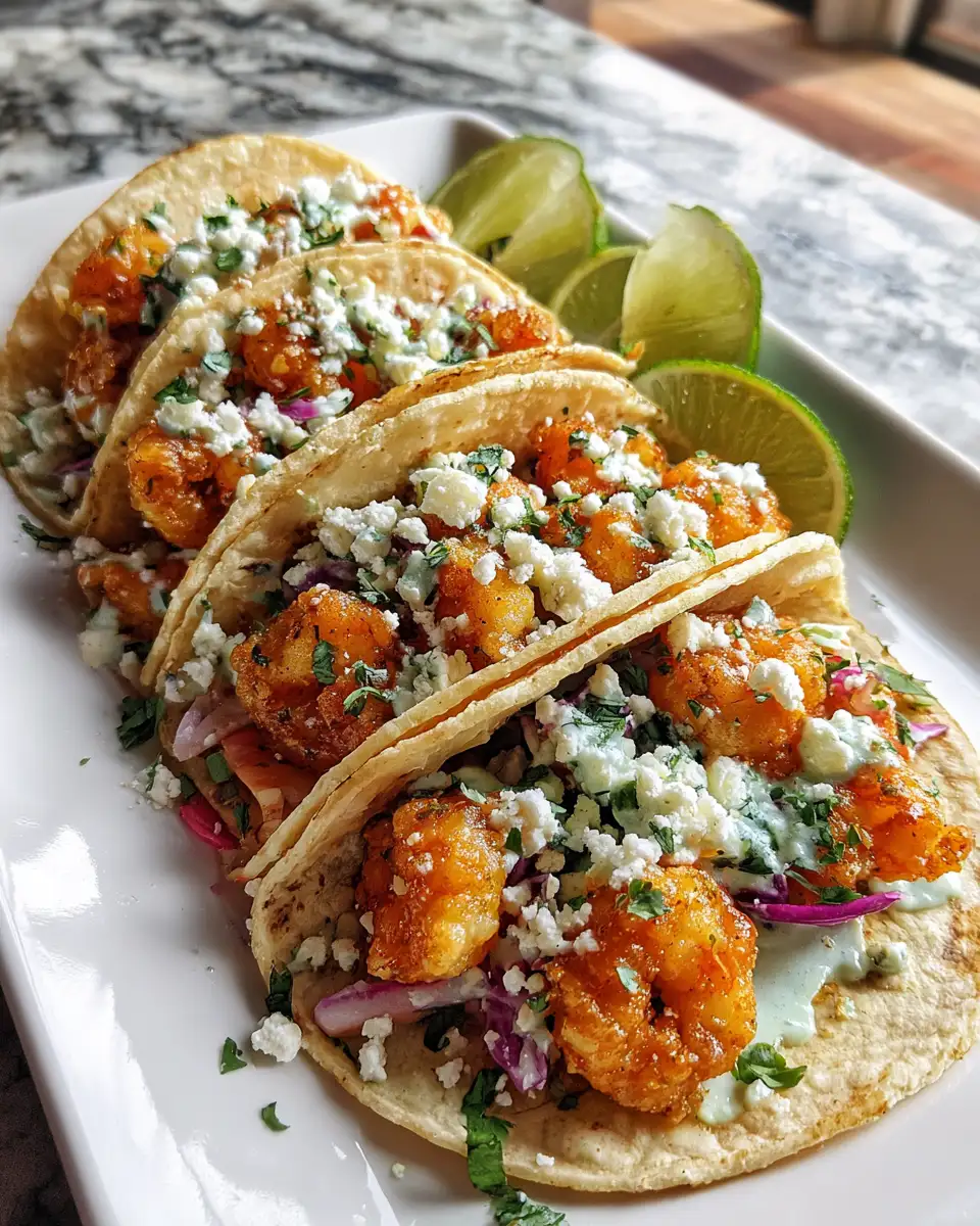 Home 8 Savor the Crunch: Crispy Shrimp Tacos with Garlic Lime Sauce