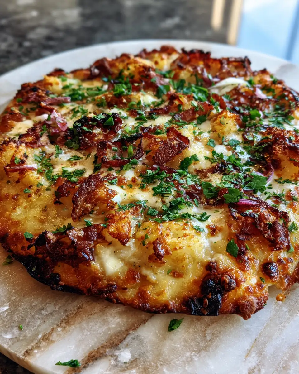 Final dish - The Ultimate Crispy Smashed Potatoes Pizza Experience