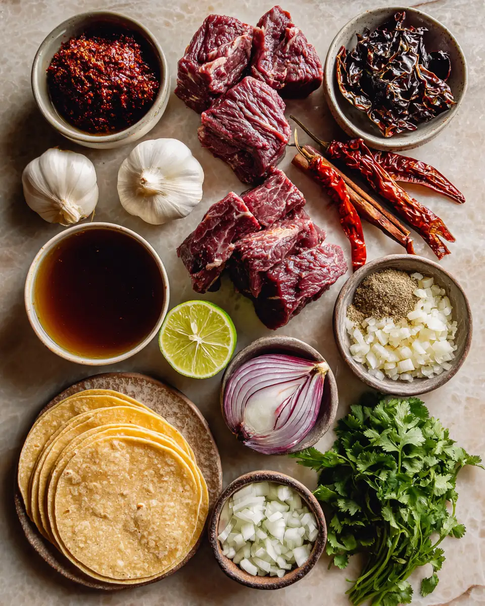 Ingredients for Slow-Cooked Sensation: Crock Pot Birria Tacos That Melt in Your Mouth