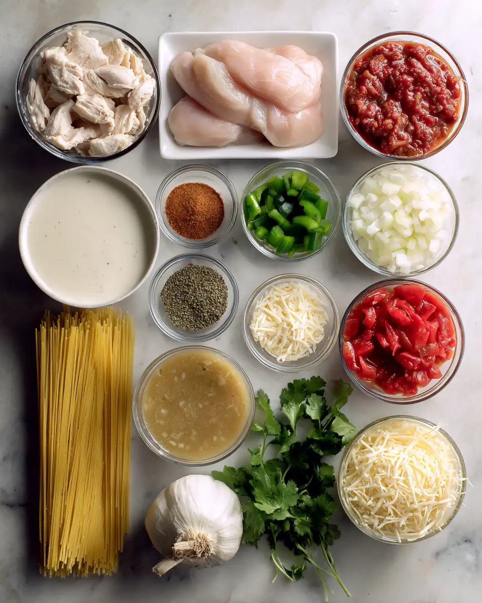 Ingredients for Creamy Crockpot Chicken Spaghetti: Your New Weeknight Hero