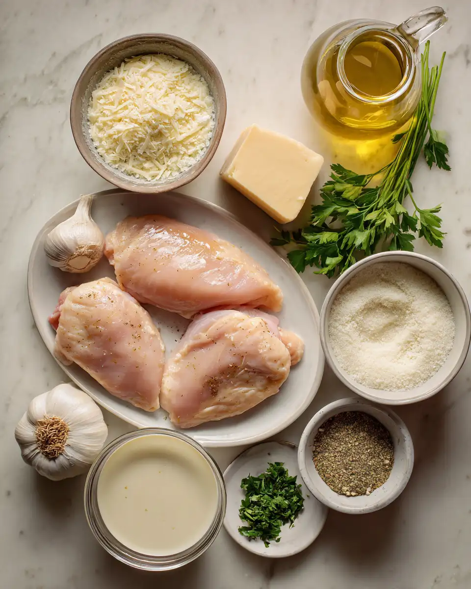 Ingredients for Savory and Simple: Crockpot Garlic Parm Chicken Magic